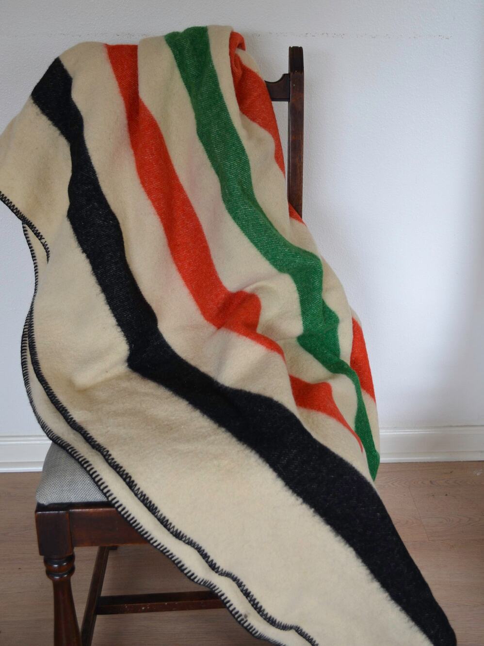 Vintage Wool Striped Multicolor Camp Blanket